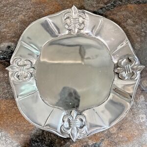 Vintage 10" IHI Pewter Plate – Fleur-de-Lis Design – Made in India – Decorative